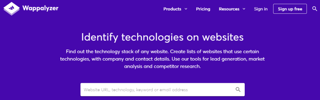 سایت wapplyzer برای فهمیدن تکنولوژی‌های استفاده شده در سایت های مختلف